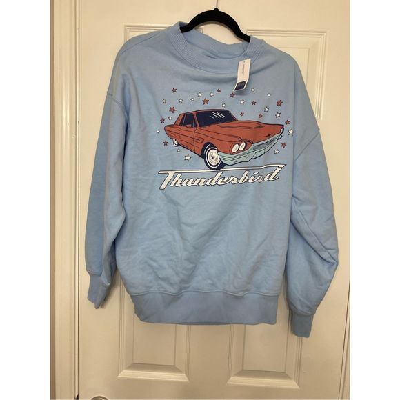 American Eagle NWT Oversized Thunderbird Graphic Sweatshirt Blue Sz Small MP $60 - Picture 3 of 14